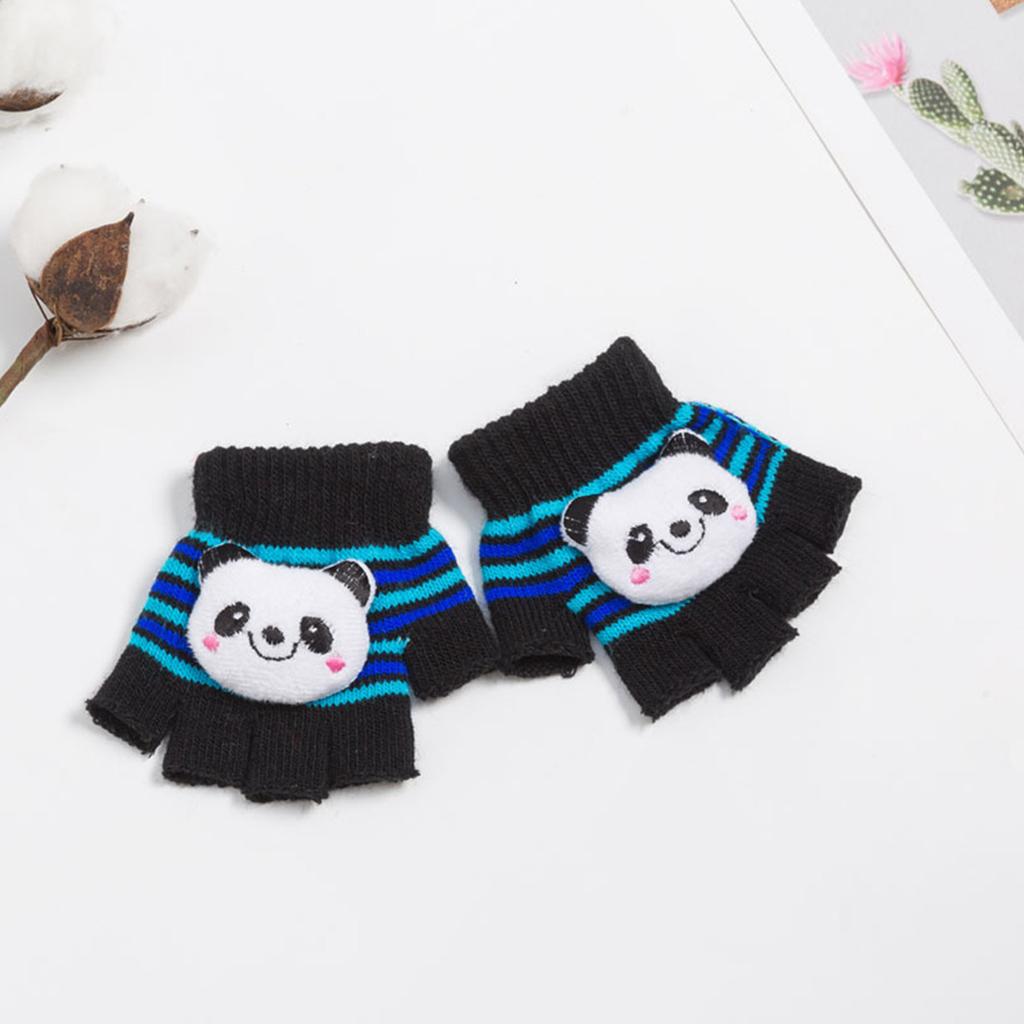 Toddler Half Finger Gloves Cartoon Warm Gloves Knitted Mittens Winter Thick Gloves Indoor Gloves for Little Girls Boy