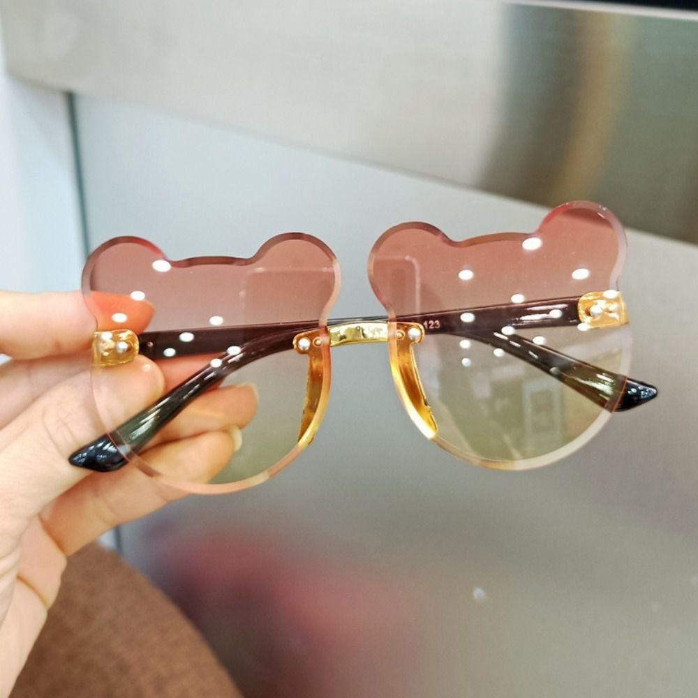 Cartoon Bear Kids Sunglasses Rimless Eyewear Party Children Sun Glasses  for Boys Girls