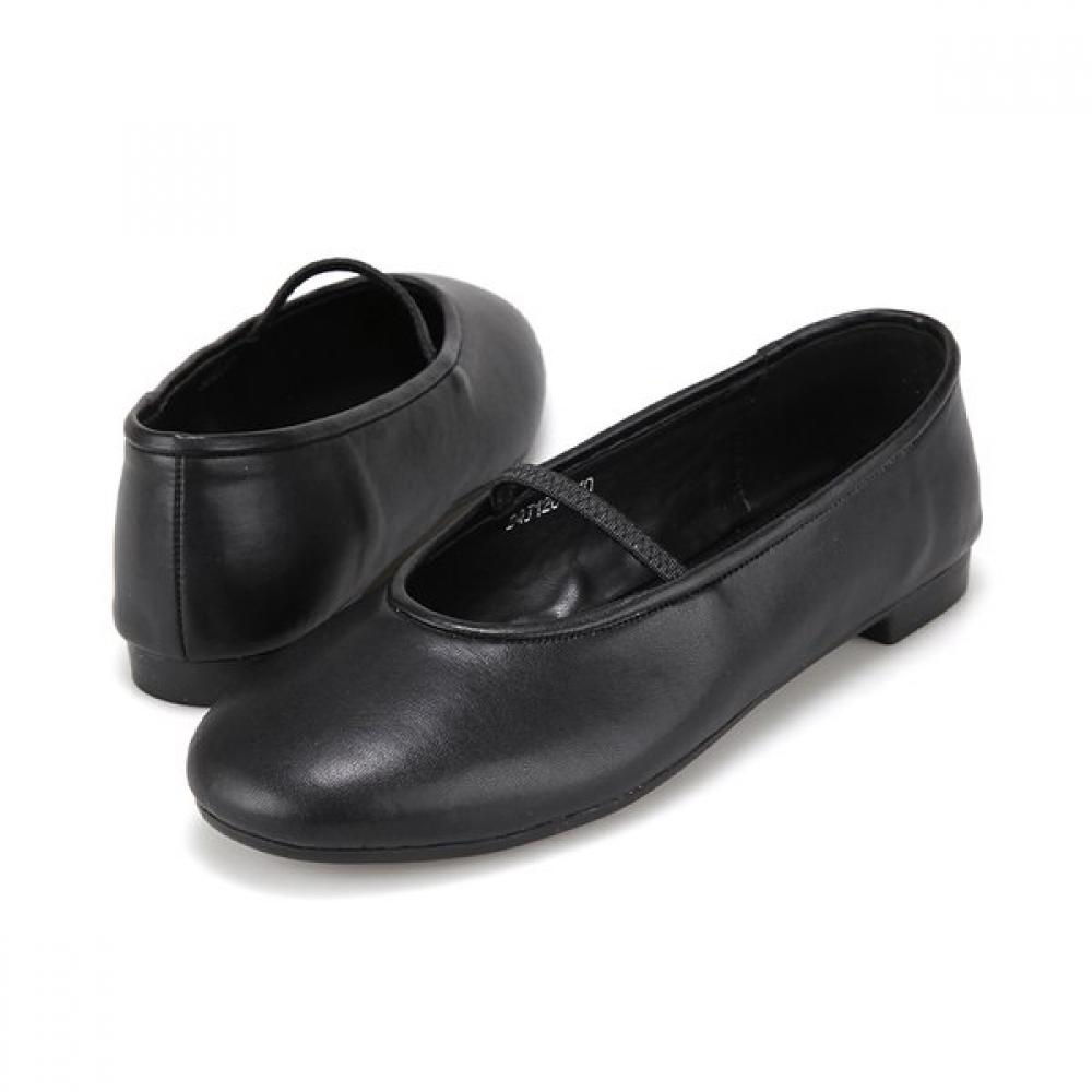 Barbara Soft Leather Minimal Feminine Mary Jane Flat 1cm Bqj128bk