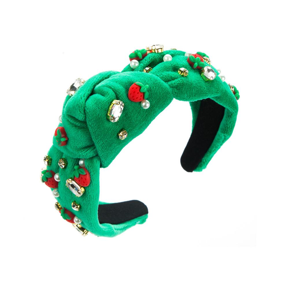 

Повязка на голову для женщин, рождественская красочная бирюзовая инкрустация кристаллами с широким краем, повязка на голову ярких цветов, универсальный головной убор One Size зелёный