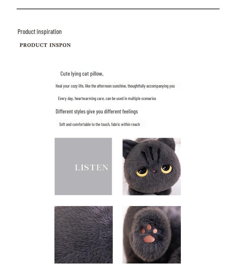 Large Black Cat Plush Pillow Doll - Long Striped Plush Toy for Boys and Girls