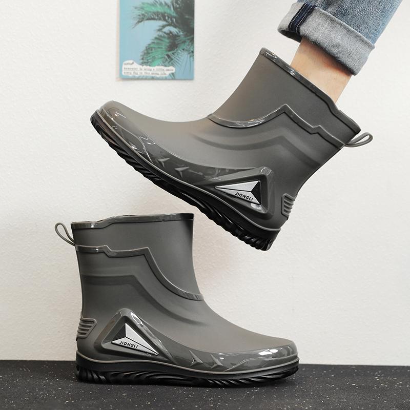 Men's casual fashion rain boots four season comfort light height increasing outdoor wear-resistant waterproof casual rain shoes