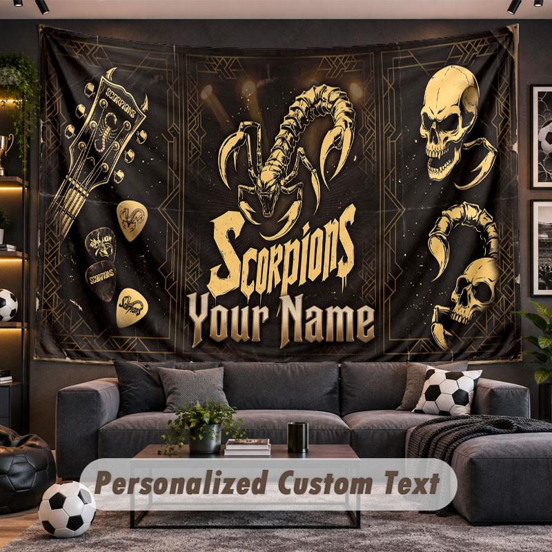 Wall Hanging Tapestry Custom NameScorpions Pattern Personalized Printed Fabric Wall Decor
