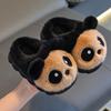 Winter children's cotton slippers for boys and girls, panda design, warm and plush, cute parent-child home shoes with covered heel
