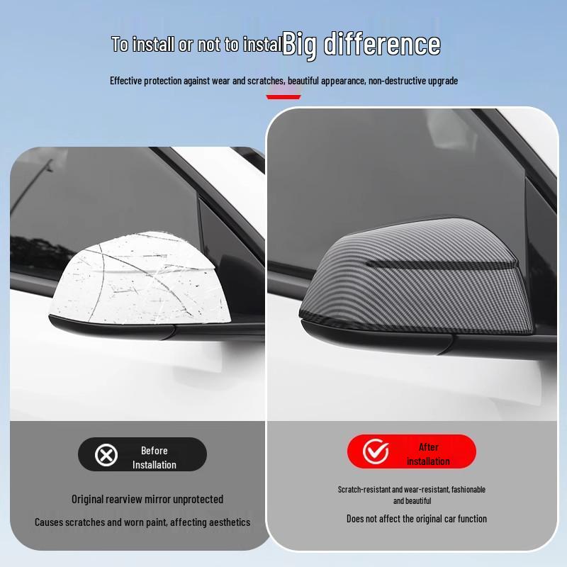 Carbon Fiber Pattern Rearview Mirror Cover for Tesla Model Y/3