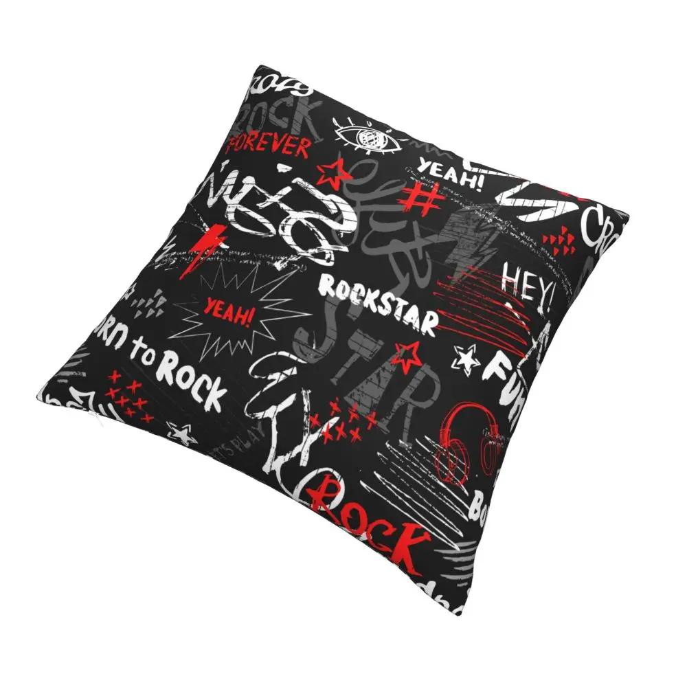 Grunge Punk Words Rock Star Pillowcase Polyester Cushion Cover Decor Throw Pillow Case Cover Bedroom Square
