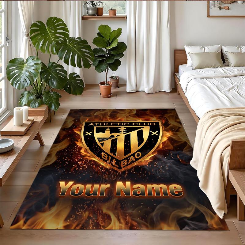 Crystal Velvet Rug Custom Name Text, Soft Non Slip Floor Mat Home DecorAthletic Bilbao FC