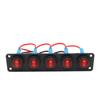 5 Gang Round Switch Panel with LED Water Proof Controlled Circuit Marine Switch Panel Red