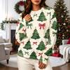 Women's Casual Long Sleeve Christmas Print Neck Pullover Sweatshirt Top