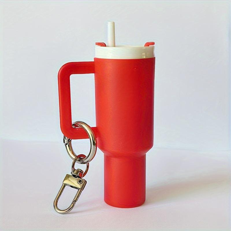 

Kawaii Mini Cup Keychain Pendant Accessories Water Bottle Keyring Key Purse Handbag Charms For Women червоний