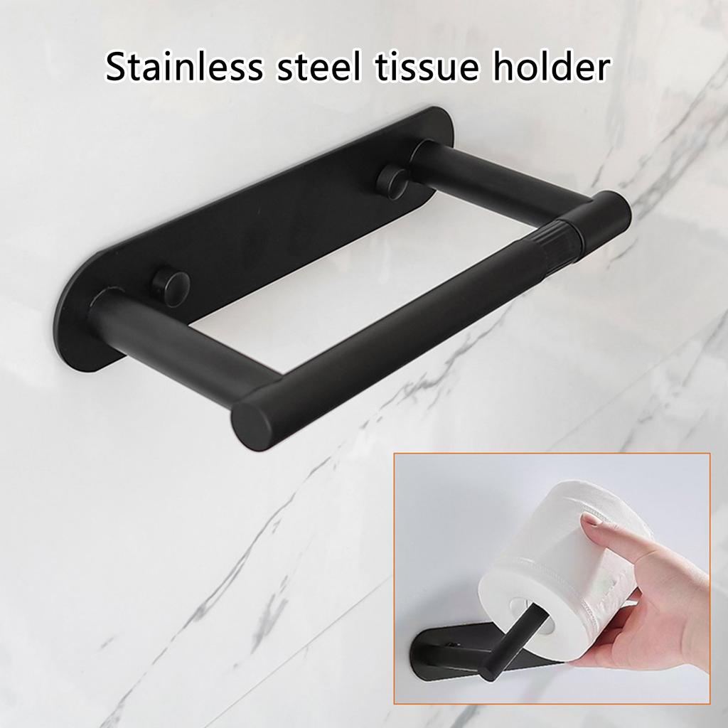 Stainless Steel Toilet Paper Holder No Drilling Tissue Roll Holder Wall Mounted Tissue Rack Bathroom Accessories