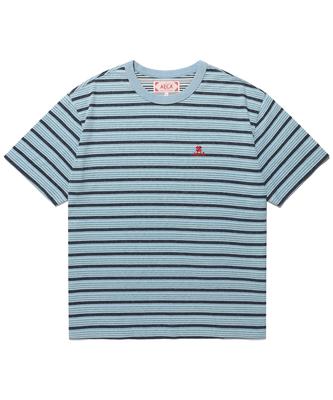 AECA Washed Stripe Half Sleeve Tee-Blue