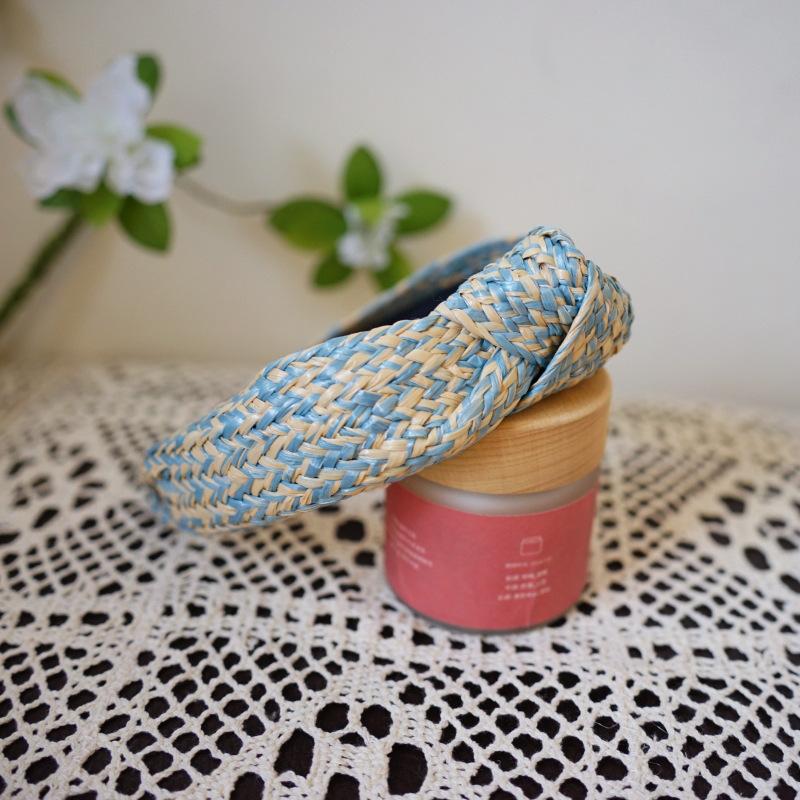 Holiday Beach French Retro Small Fresh Purple Green Lafite Straw Rattan Headband Headband Spring And Summer Versatile