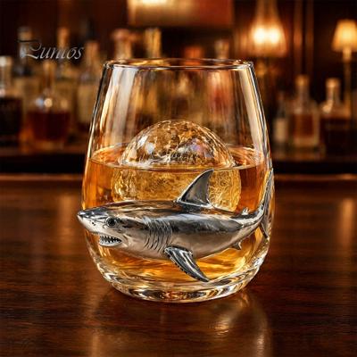 Handcrafted Artistic Glassware Octopus Glass Tumbler, 350ml Stemless Wine Glass, Whale Dolphin Turtle Vivid Tentacle Design Cup Sea Creature Drinking