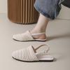 Bohemian linen woven breathable empty bag head half slippers women's 2025 new flat-bottomed sandals