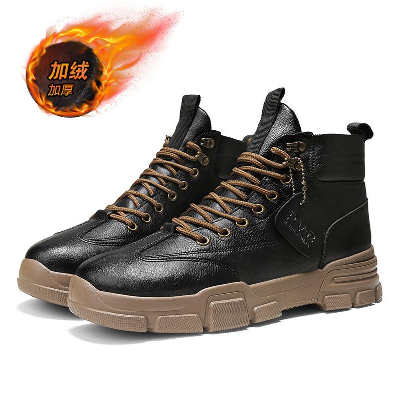 

Мужские ботинки модные осенне-зимние новые кожаные туфли модная повседневная обувь модные высокие ботинки хлопковые ботинки Мартина ретро модные туфли 2807 39