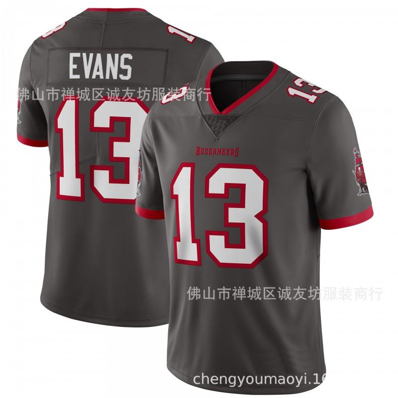 Mens Vintage White Mike Evans 13 Pirate Rugby Jersey Embroidered