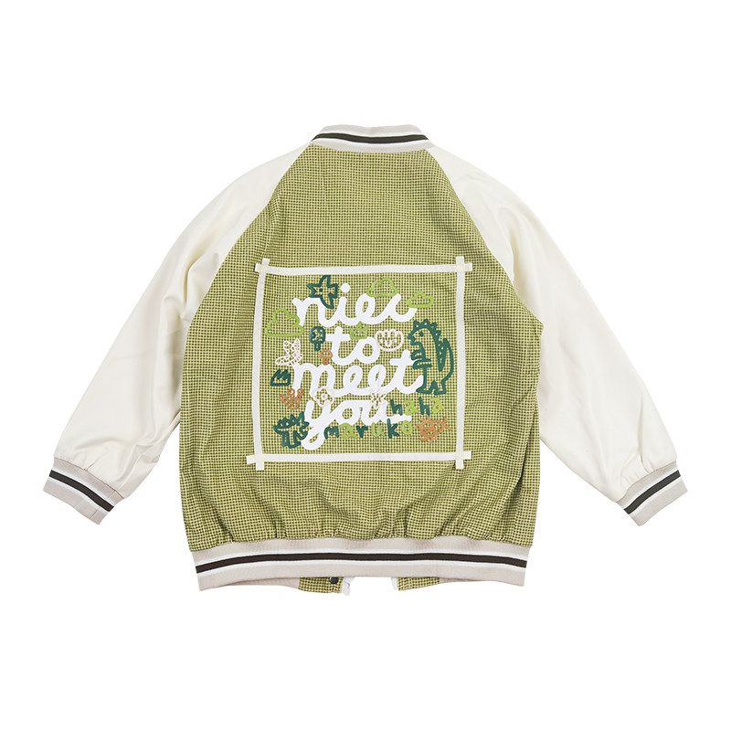 Toothpick Pills and Friends [Natural and Wonderful] Small Forest Series Preppy Girls Baseball Uniform Outerwear Mustard Green 110