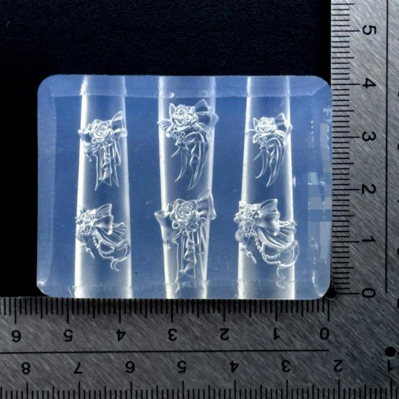 3D Silicone Nail Mold Rose Bow Feather Skull Ribs Nail Template Diy Nail Art Decor For Nail Charms