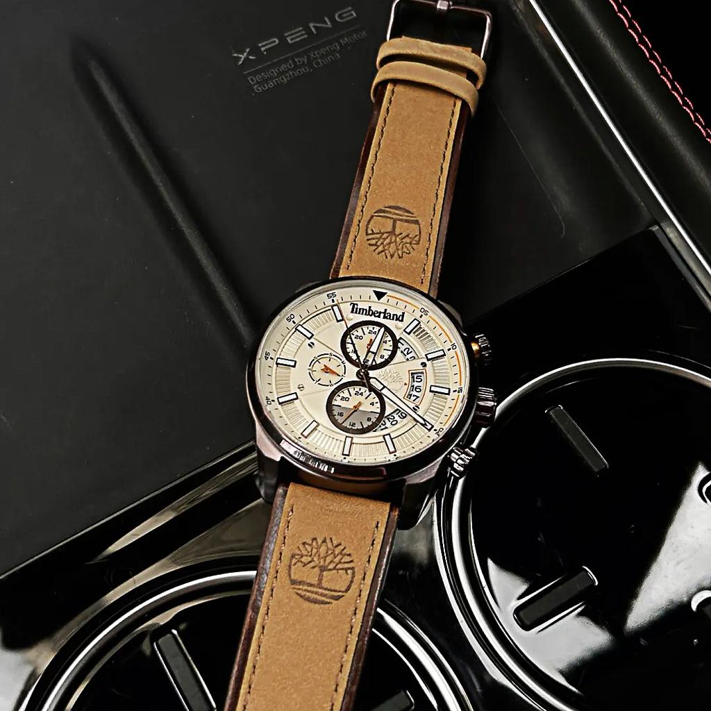 Timberland Callahan Series Watch Quartz Movement Beige Dial Chronograph Outdoor Sports American Vintage Men watches TDWGF2102604