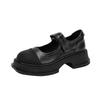 Japanese Thick -Soled Small Leather Shoes Women 'S  Autumn New Shallow Mouth Color Matching Velcro Thick Heel Round Head Mary Jane Shoes