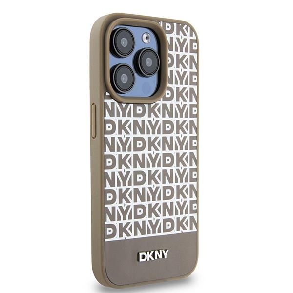 Dkny Dkhmp15Lpsospw Iphone 15 Pro6.1 Brązowy/Brown Hardcase Leather Printed Pattern Metal Logo Magsafe