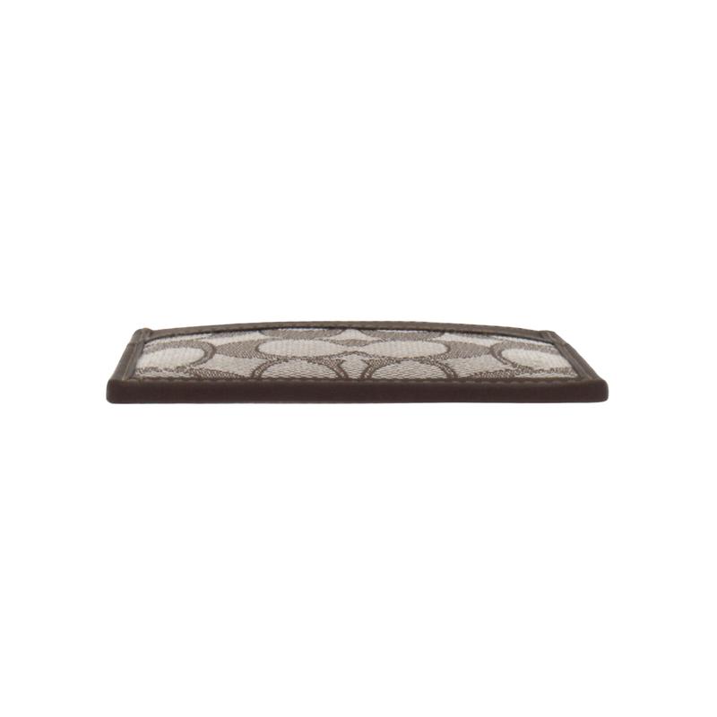 COACH 10 Classic Presbyopia Cowhide Fabric Card Holder Regular Men's Oak Color and Maple Color Oak color maple color