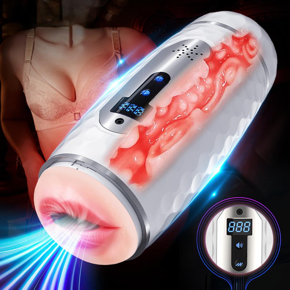 Double Head Male Masturbators Smart Heating Vibrating Sucking Masturbation for Man Artificial Vagina Sex Toy for Men