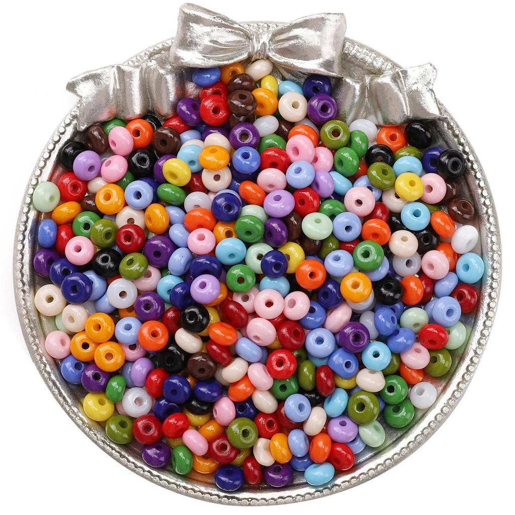 60pcs Bottled Glass Beads Charm Oil Painting Abacus Czech Beads Seed Spacer Beads For Jewelry Making Accessories