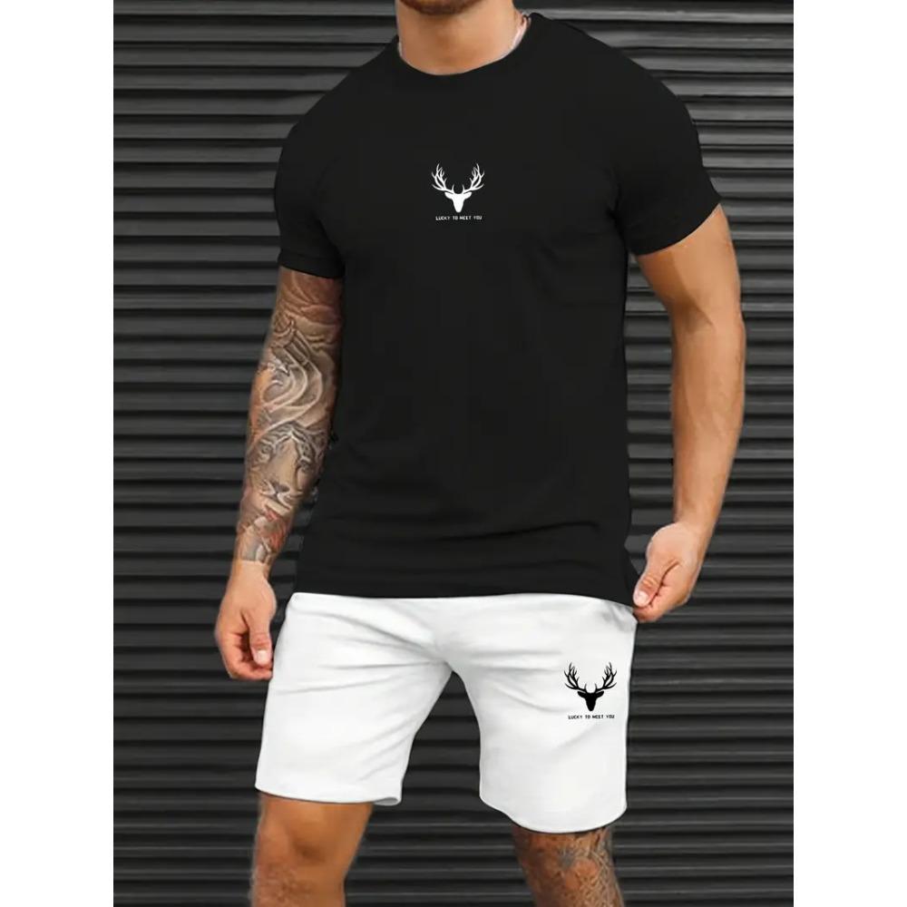 Summer Men's Short Sleeve Suit Fashion Street Short Sleeve Shorts 2 Casual Fashion Style