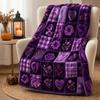 Halloween Plaid Flannel Throw Blanket with Single-Sided Print, Cozy for Couch and Bed