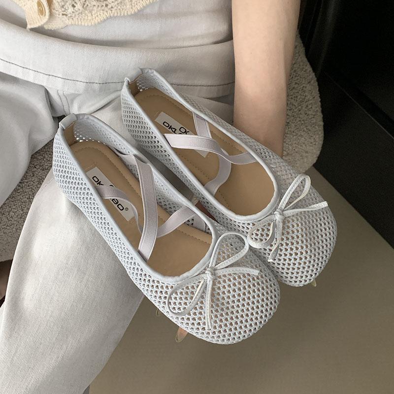 

Модная женская обувь с бантиком-бабочкой, женские балетки, туфли Мэри Джейн, сетчатые дышащие, модная эластичная лента, женские балетки, обувь для танцев 35 синий