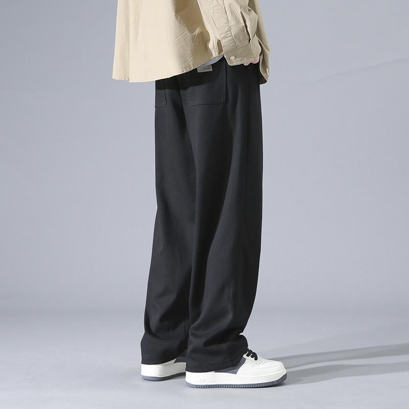Men's spring and autumn new loose straight casual pants men's drape wide legs