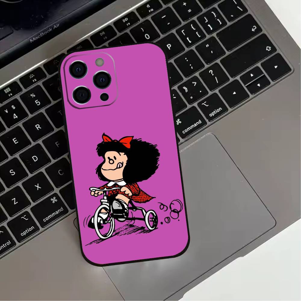 

M-Mafalda World Phone Case For iPhone 17,16,15,14,13,12,11 Plus,Pro Max,XS,Soft Silicone Black Cover iPhone17PRO