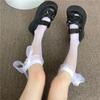Black Streamer Half-length Stockings Women's Thin Summer Cute Medium Tube Calf Socks Lolita Bow Jk Long Socks