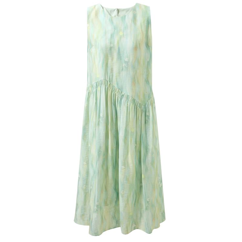 Lyocell A-Line Sleeveless Midi Dress M