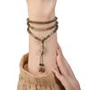 Natural Hetian Jade and Green Sandalwood Multi-loop Stacked Bracelet for Women, Chinese Style Half-mountain Half-water Bracelet, Gift for Girlfriend