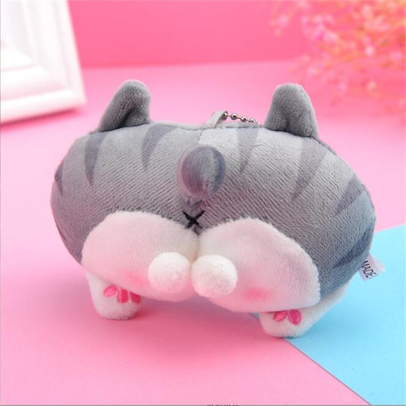 9Cm Cute Cat Butt Plush Toys  Fun Animal Buttocks Corgi Pig Butt Keychain Soft Fidget Toys Female Bag Decoration Student