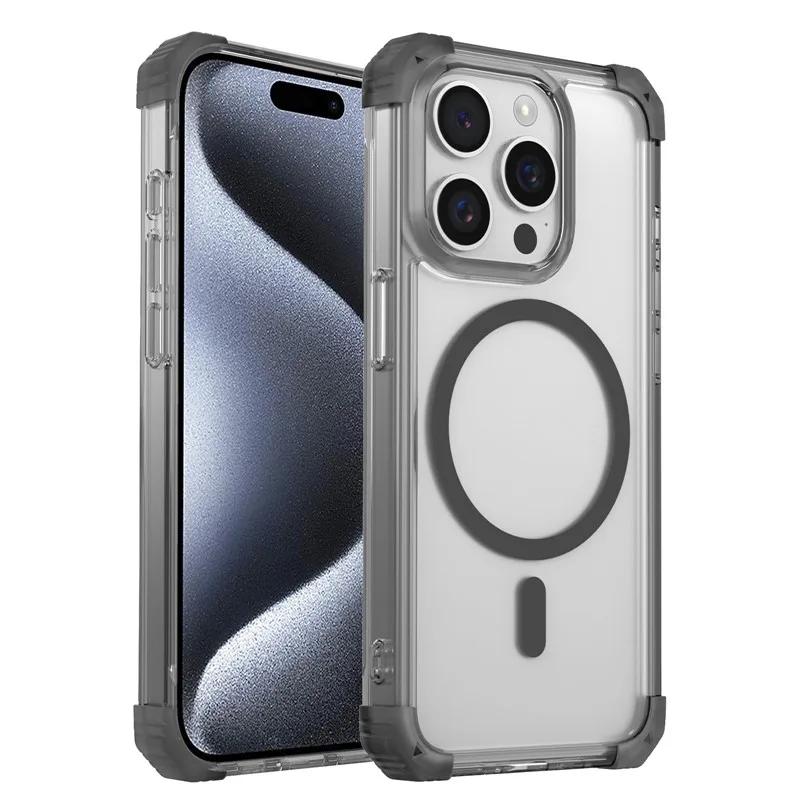 Armor Shockproof Magnetic Wireless Charging Transparent Case For iPhone 17 16 14 13 12 11 15 Pro Max Plus 17Air Magsafe Cover