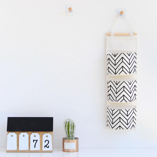 3 Lommer Dør Vegghengende Oppbevaringspose Veske Hjem Garderobe Småsaker Organizer
