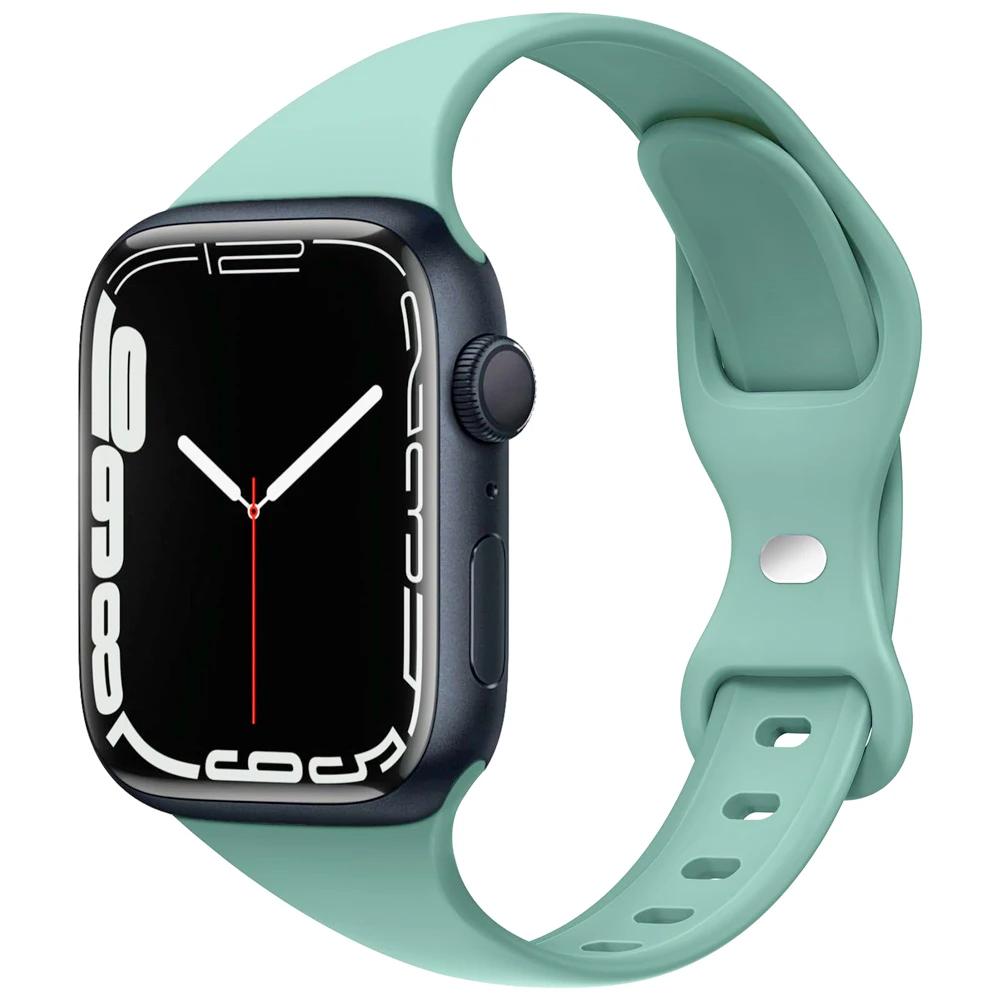 Slim Silicone Strap For Apple Watch Band 45mm 44mm 40mm 41mm 42-38mm sport bracelet iwatch series 8 7 se 3 4 5 6 9 ultra 2 49mm