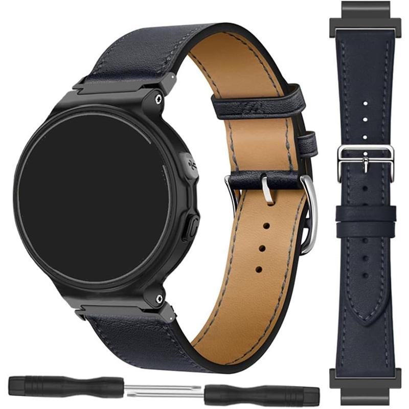 Leren band voor Garmin Forerunner 235 735 XT 230 220 630 620 stikkleur horlogeband voor Approach S20 S6 polsband armband metalen connectoren