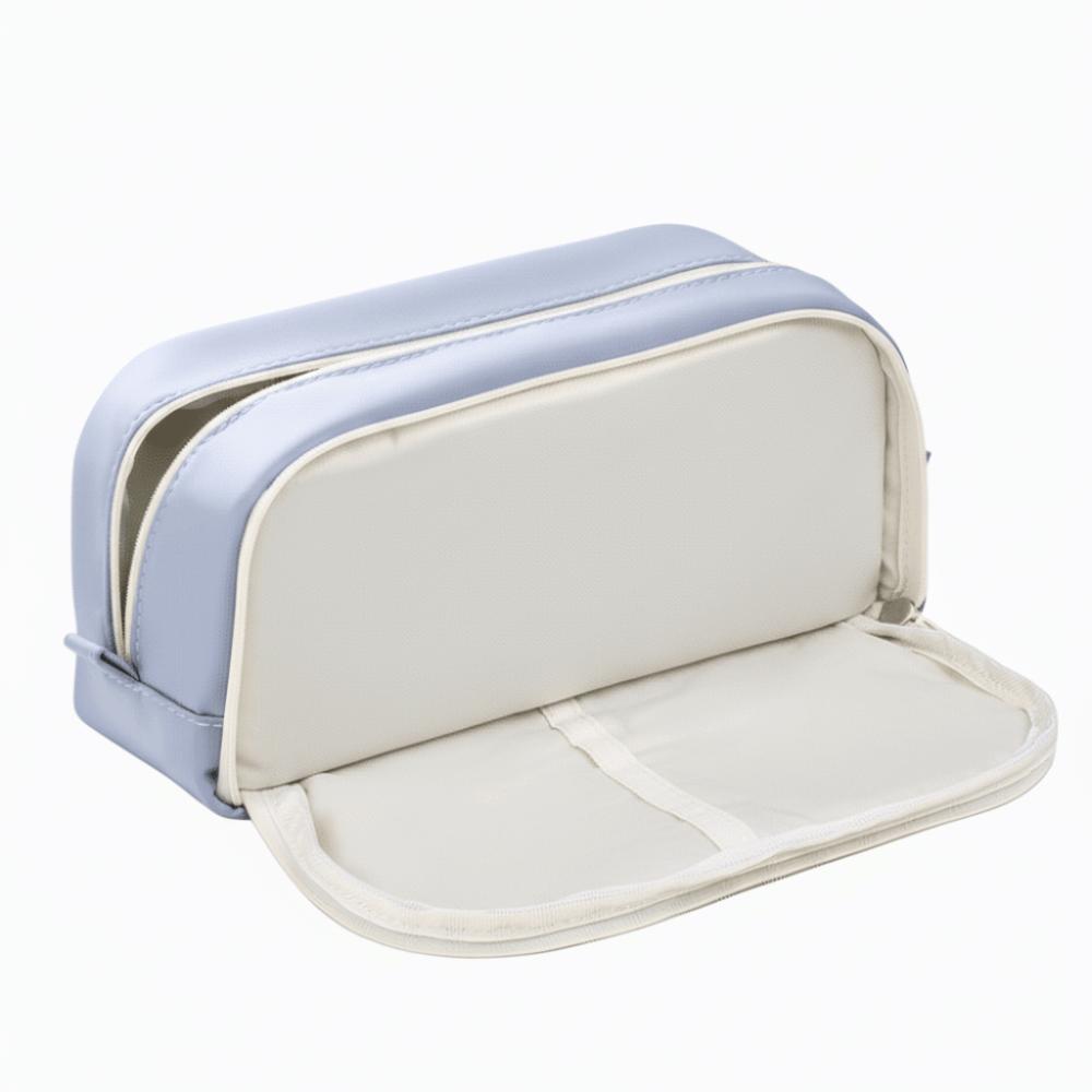 Large Capacity Pencil Case Simple Design Double-layer Pencil Case Stationery Storage  Korean Style синий