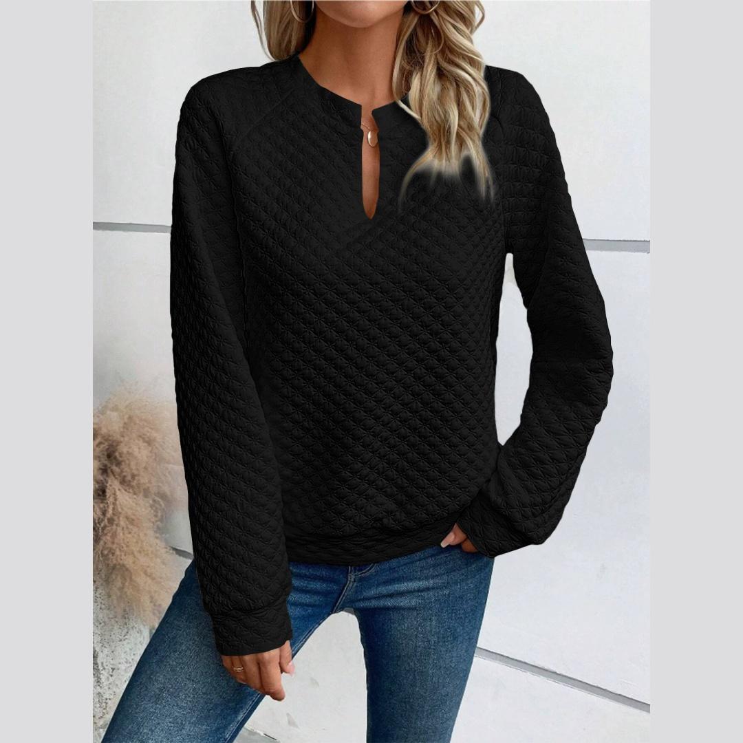 

Autumn and Winter Women s Solid Color Dark V-neck Stitching Long-sleeved Casual Sweater XS чорний