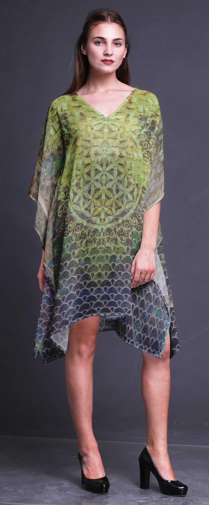 Phagun Short Caftan Midi Dress Beach Swimwear Cover Up Womens Kaftan-4X-5X