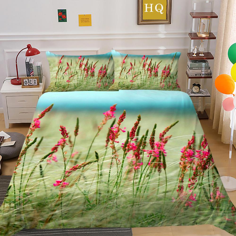 Flowers Printed Bed Clothes Double Size Polyester Bedspreads Gir Fashion High Ranking Home Bedclothes