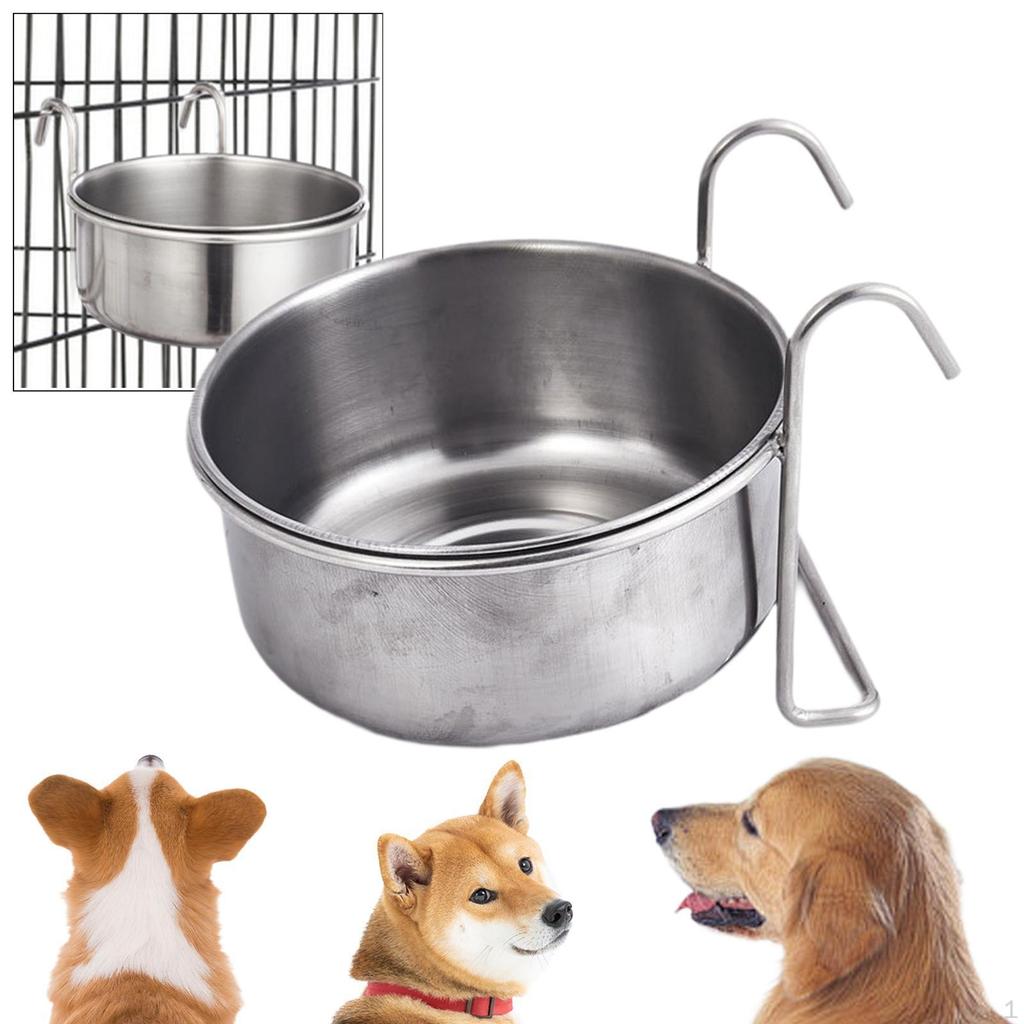 Dog Kennel Bowl Hanging Pet Feeder Cat Feeding,Water Dispenser Stainless Steel for Crate