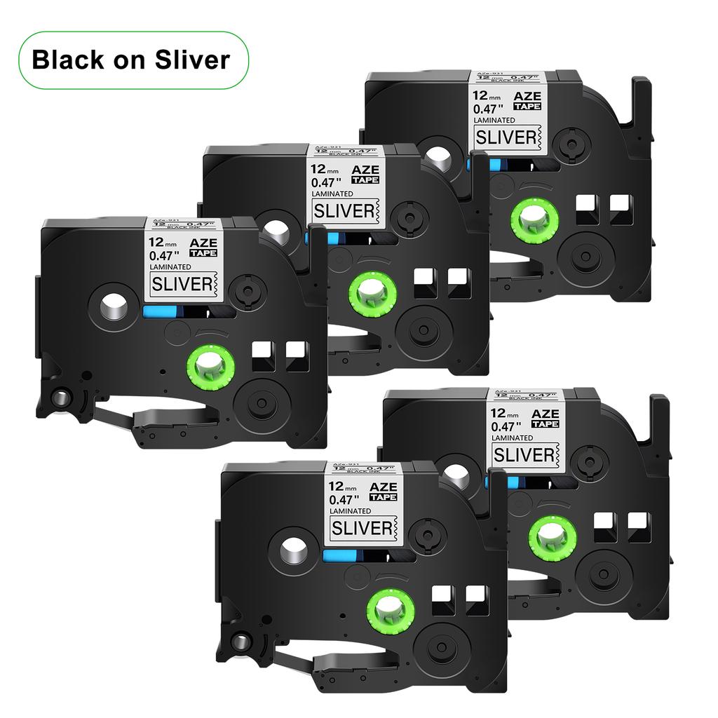 5PCS 231 241 Compatible for Brother Tz TZe-231 Tz-241 Tze-131 631 831 335 Tapes Black On White 12mm Label Tape for P-Touch Maker