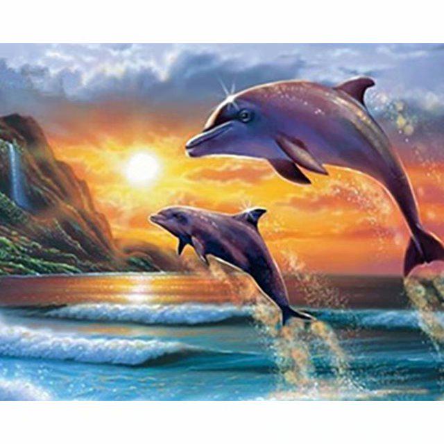 ZOOYA 5D DIY Full Drill Diamond Painting Cartoon Dolphin