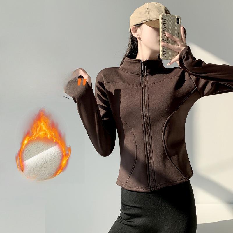 Eine neue Herbst- und Winter-Sport-Radjacke mit einem Samt-Reißverschluss, langärmlig, figurbetont und warmes Sweatshirt für Damen